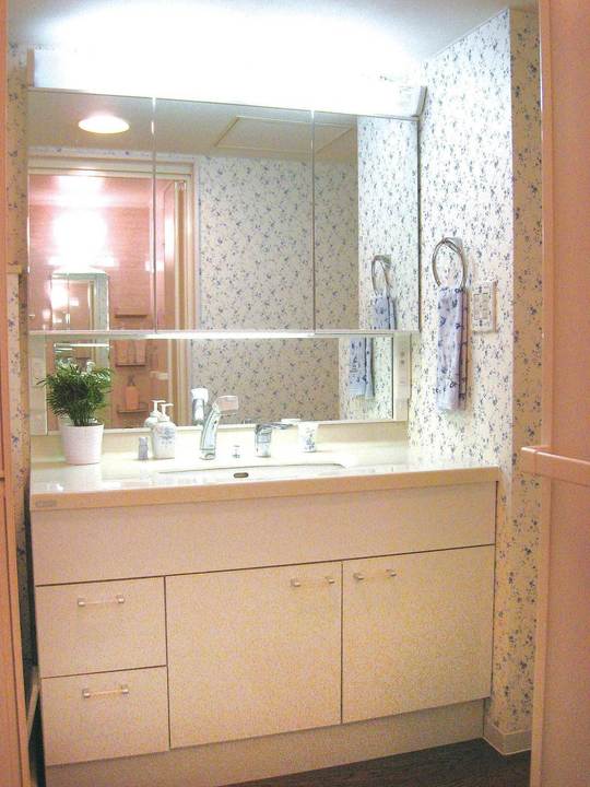 一戸建て洗面台リフォーム ２階の洗面所にコンパクトなベッセル型洗面台 三鷹市